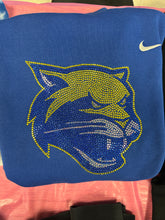 Load image into Gallery viewer, Hooch - Nike Club Fleece Sleeve Swoosh Crew w/"Cougar Head" in RHINESTONES (Adult)