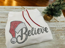 Load image into Gallery viewer, "BELIEVE" Rhinestone Gildan® Softstyle® Pullover Hooded Sweatshirt