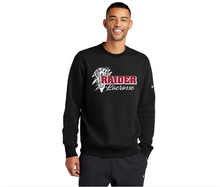 Load image into Gallery viewer, Raiders - Nike Club Fleece Sleeve Swoosh Crew w/ "Raider Lacrosse Stick"
